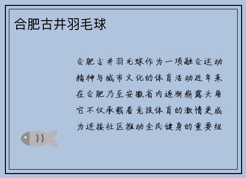 合肥古井羽毛球